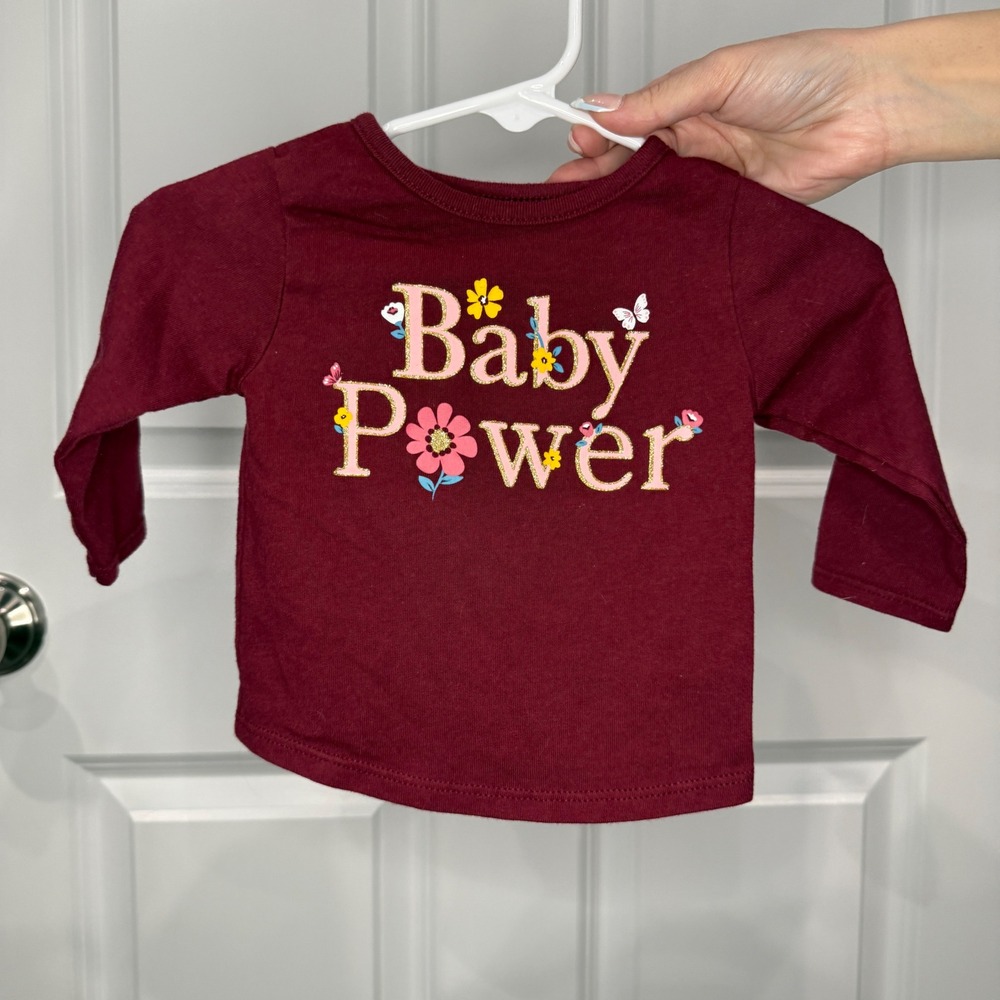 Garanimals Baby Power Long Sleeve Graphic Tee Burgundy Size 0-3M